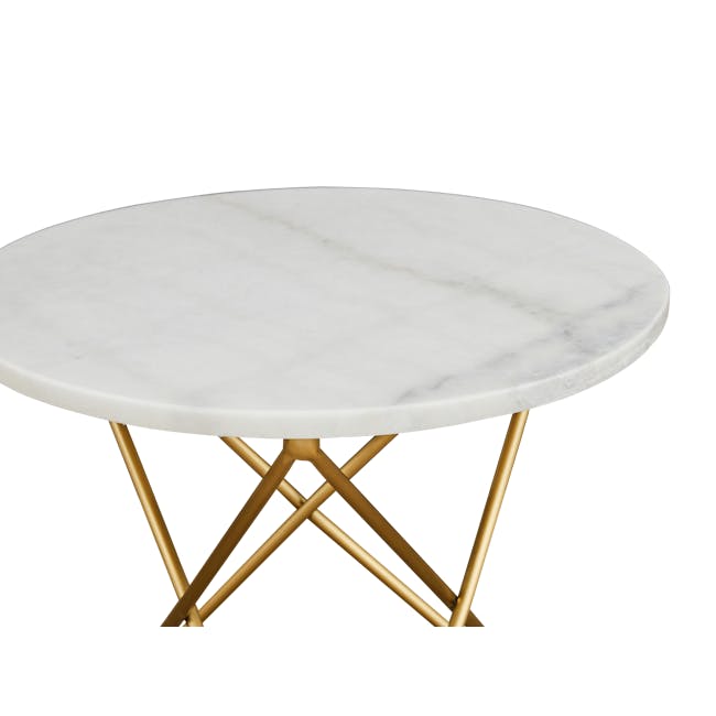 Lencia Marble Side Table - White, Gold - 2