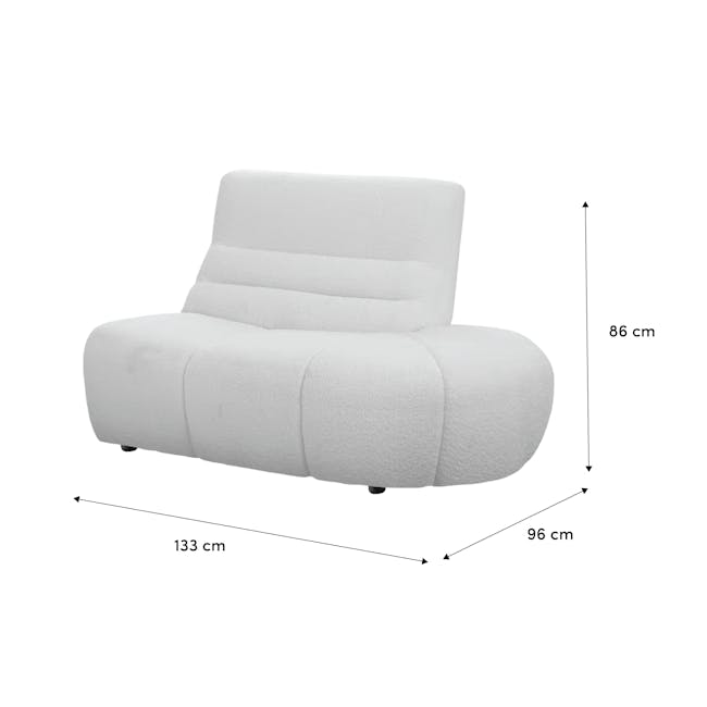 Tara Right Extended Chaise Sofa Unit - Grey - 7 - Modern white upholstered sofa, 86 cm height, 133 cm width, 96 cm depth