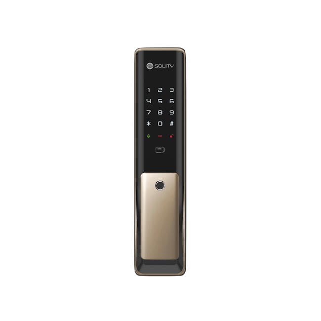 Solity Push Pull Door Lock GP-6000BKF - Champagne Gold - 1 - Solity keypad with black and gold design, Sleek and modern dial