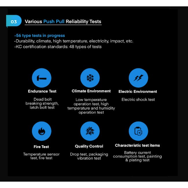 Solity Push Pull Door Lock GP-6000BKF - Champagne Gold - 6 - Endurance Test, Climate Environment, Electric Environment, Fire