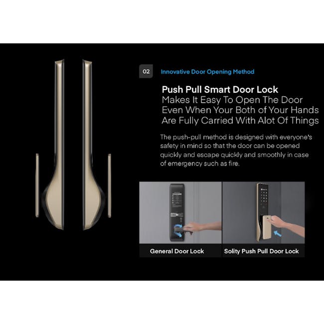 Solity Push Pull Door Lock GP-6000BKF - Champagne Gold - 15 - Push-pull smart door lock, innovative door opening method