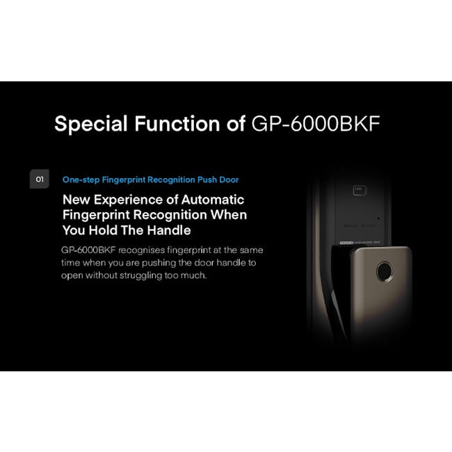 Solity Push Pull Door Lock GP-6000BKF - Champagne Gold - 5 - Automatic fingerprint recognition, One-step process, Door