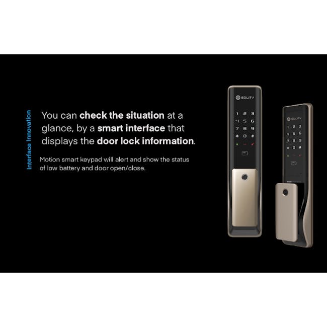 Solity Push Pull Door Lock GP-6000BKF - Champagne Gold - 7 - Motion smart keypad, low battery alert, door lock information