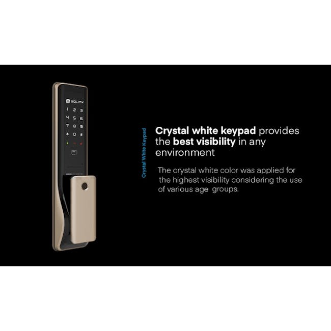 Solity Push Pull Door Lock GP-6000BKF - Champagne Gold - 8 - Crystal White Keypad, Highest Visibility, Age Group
