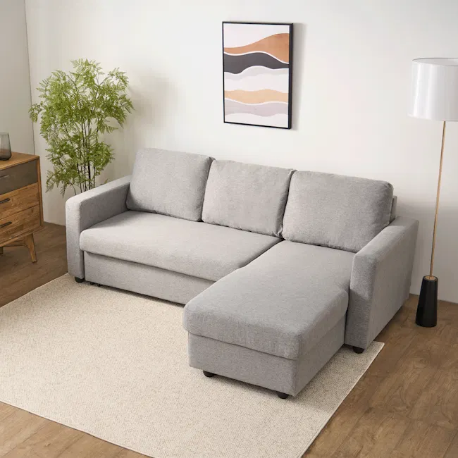 (As-is) Mia L-Shaped Storage Sofa Bed - Graphite - 17 - 10