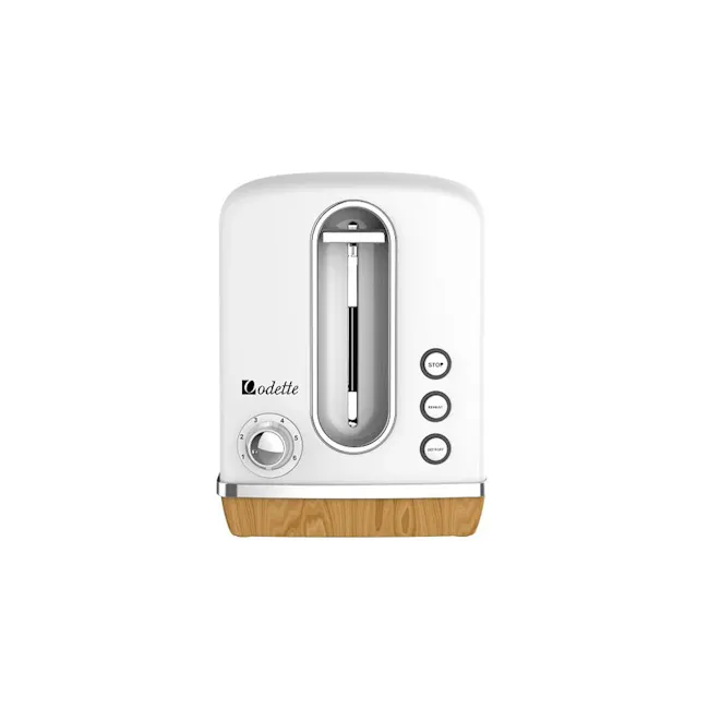 Odette Streamline 2-Slice Bread Toaster - White - 1 - Sleek, modern toaster with stainless steel finish, Dual control panel