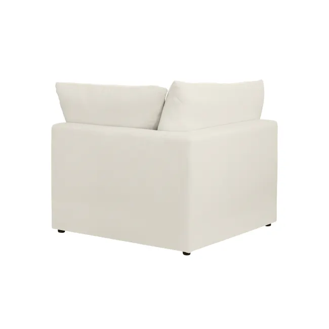 (As-is) Russell Corner Unit - Oat (Eco Clean Fabric) - 1 - 12 - White sofa with minimalist design, clean lines, modern