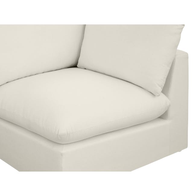 (As-is) Russell Corner Unit - Oat (Eco Clean Fabric) - 1 - 13 - White cushion, minimalist sofa, soft fabric, clean lines