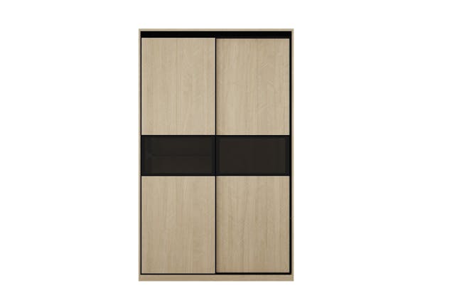 Lorren Sliding Door Wardrobe 3 with Glass Panel - Herringbone Oak - 7