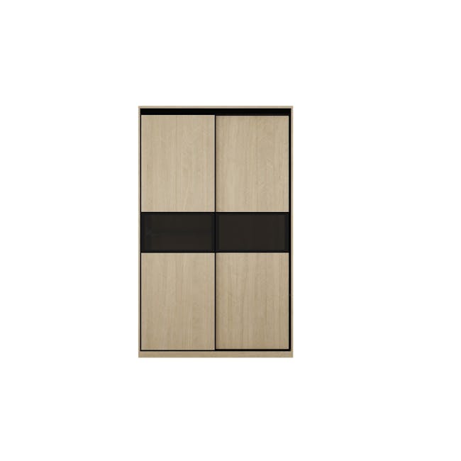 Lorren Sliding Door Wardrobe 3 with Glass Panel - Herringbone Oak - 7