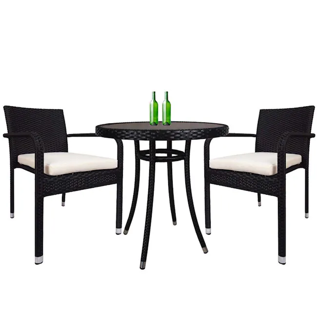Jardin Outdoor Dining Chair - White Cushion - 5 - Woven outdoor patio furniture, black rattan chairs and tables, minimalist