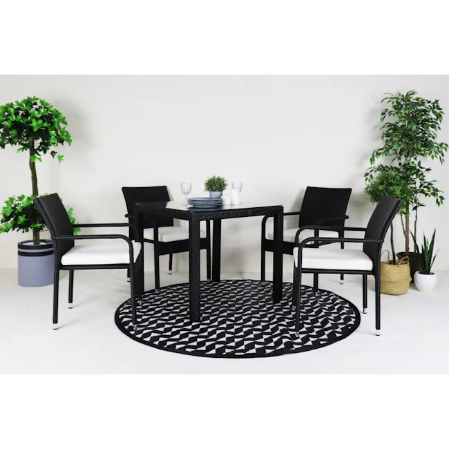 Jardin Outdoor Dining Chair - White Cushion - 2 - modern outdoor dining set, stylish patio furniture, black wicker dining