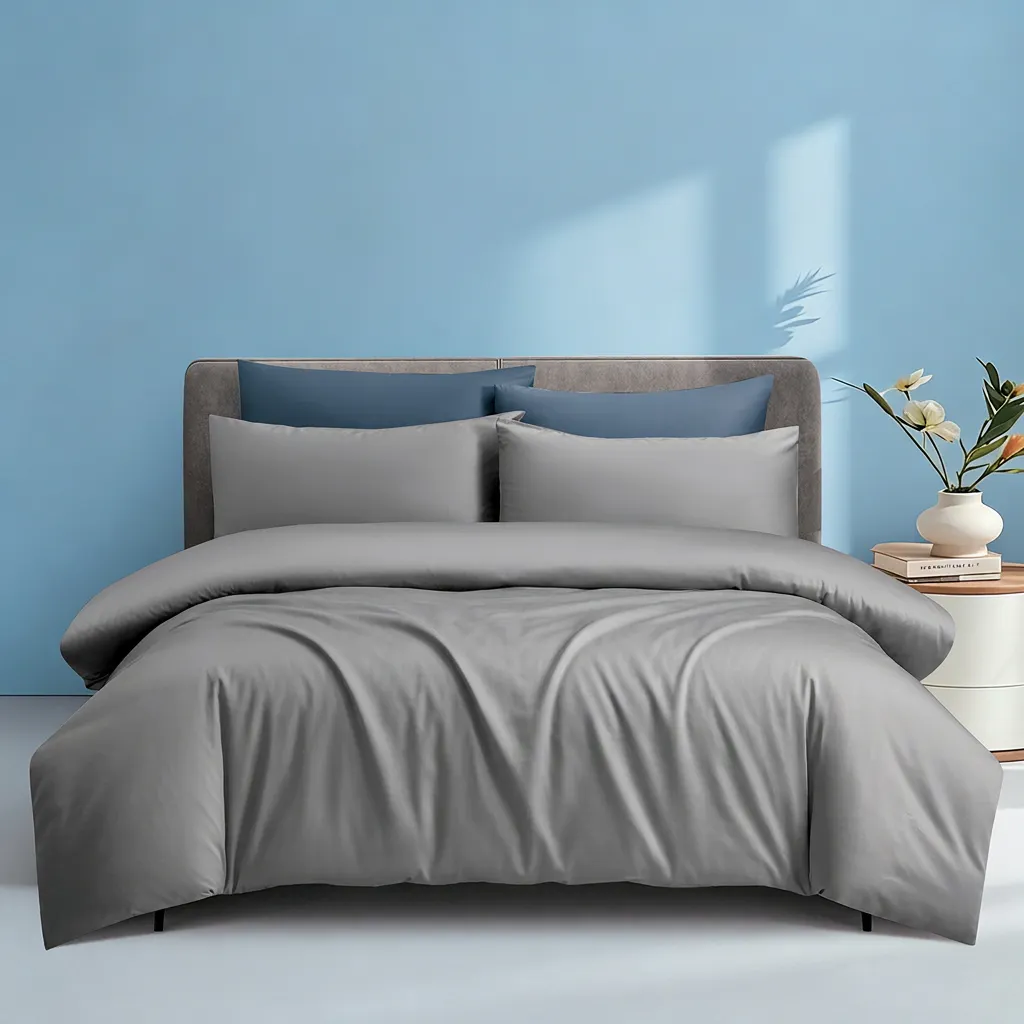 Intero MDC 100% Combed Cotton 1200TC Fitted Sheet Set - Grey (4 Sizes)