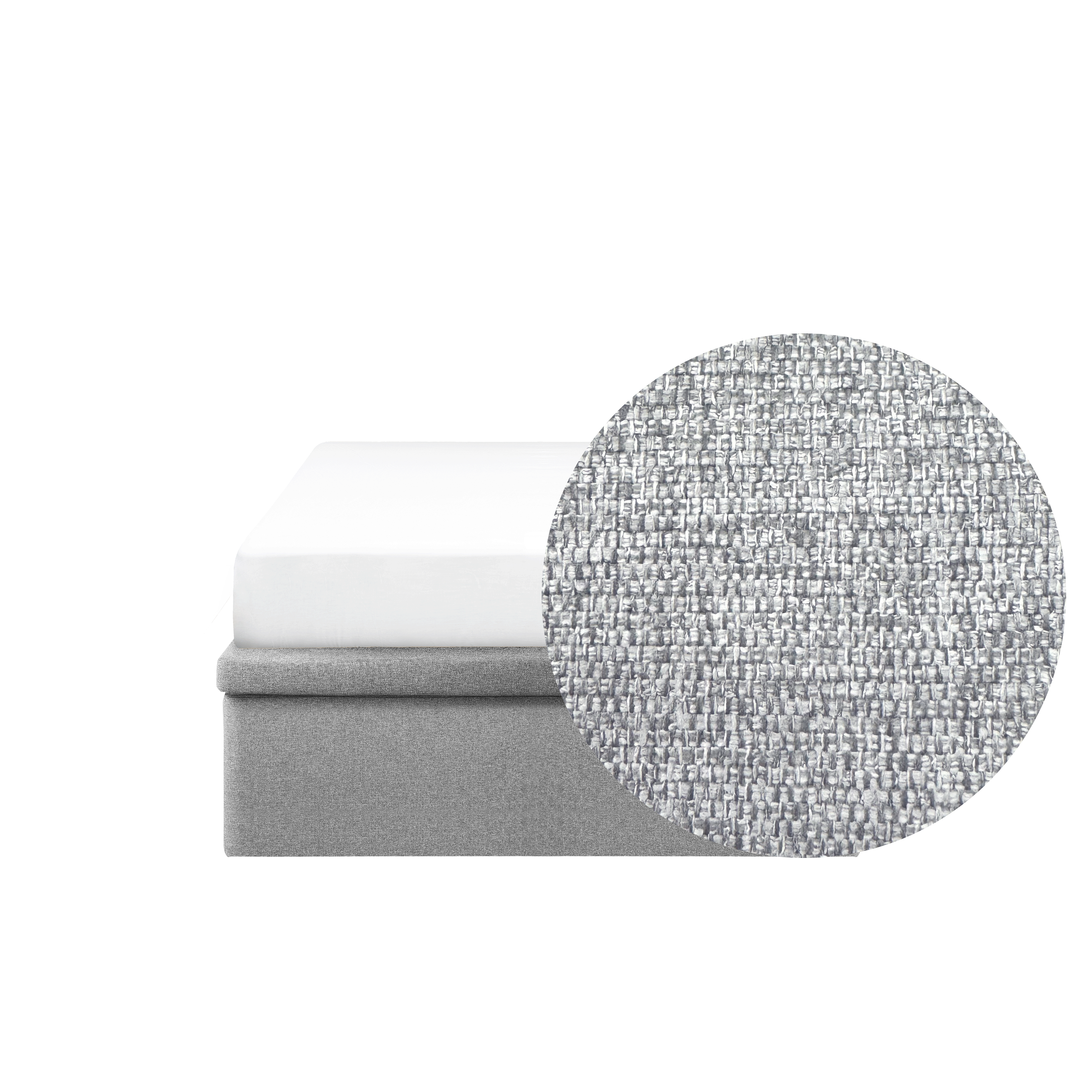 ESSENTIALS Single Storage Bed - Pebble (Eco Clean Fabric)