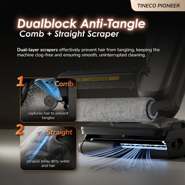 Tineco Floor One S9 Artist Steam Lay-flat Wet Dry Vacuum Cleaner *Free 4 x Cleaning Solution* - 5