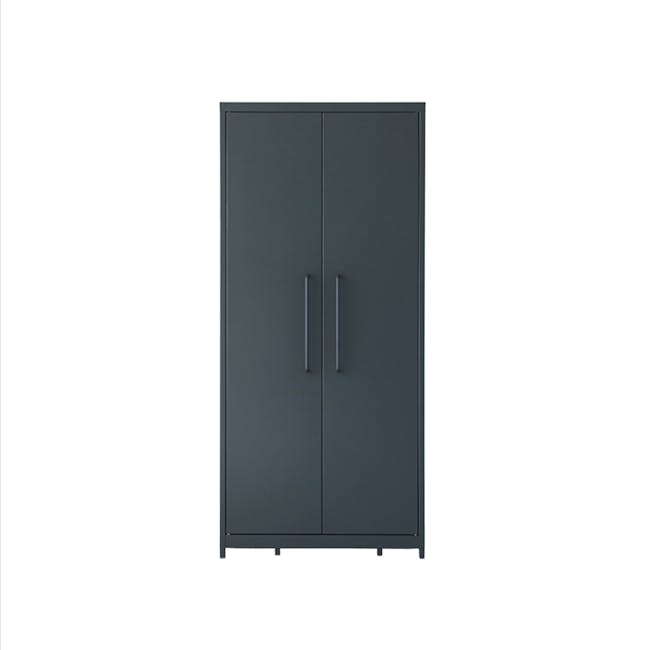 (As-is) Penjo 2 Door Metal Wardrobe with Shelf - Dark Grey - 0