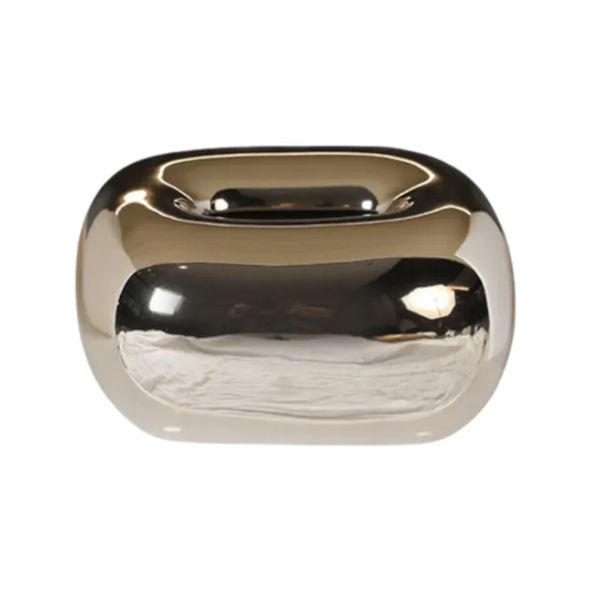 Mentos Tissue Box - Silver - 1 - Silver and black reflective container, glossy surface, elegant design, smooth texture