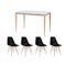 Charmant Dining Table 1.1m - Natural, White with 4 Oslo Chairs in Black - 0