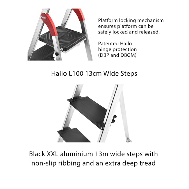 Hailo L100 Aluminium 5 Step Folding Ladder - 6