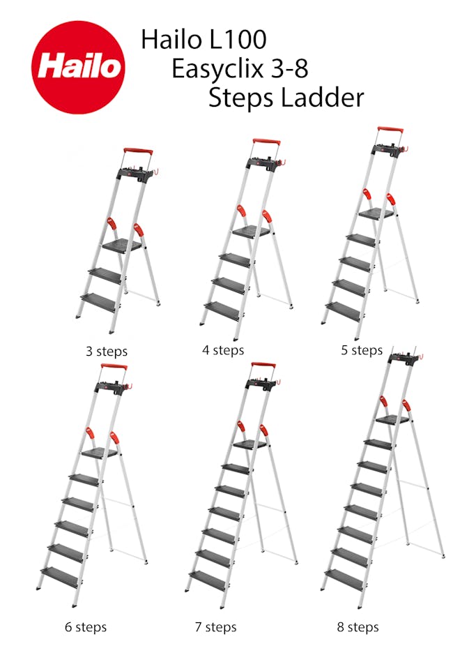 Hailo L100 Aluminium 5 Step Folding Ladder - 7