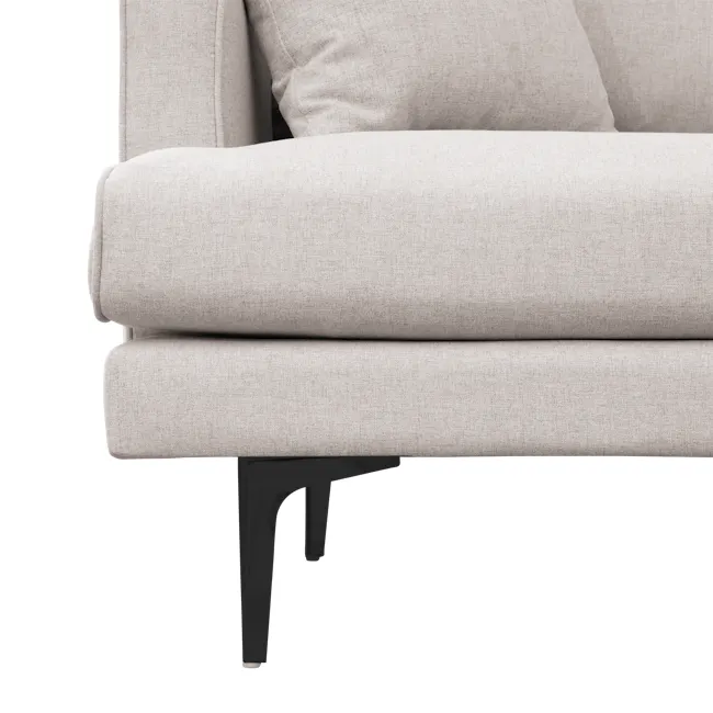 Declan L-Shaped Sofa - Oak, Ivory - 38 - Modern minimalist sofa, light beige fabric, ergonomic design, comfortable seating
