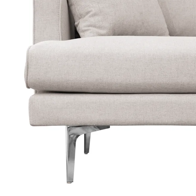 Declan L-Shaped Sofa - Oak, Ivory - 39 - Light beige upholstered armchair, modern design, textured fabric, minimalist style