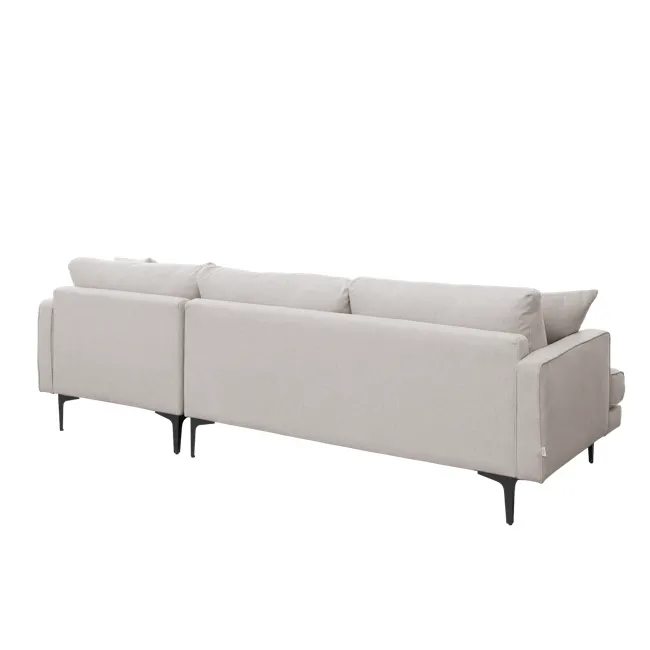 Declan L-Shaped Sofa - Oak, Ivory - 27 - Modern minimalist sofa, light gray fabric, sleek design, contemporary style