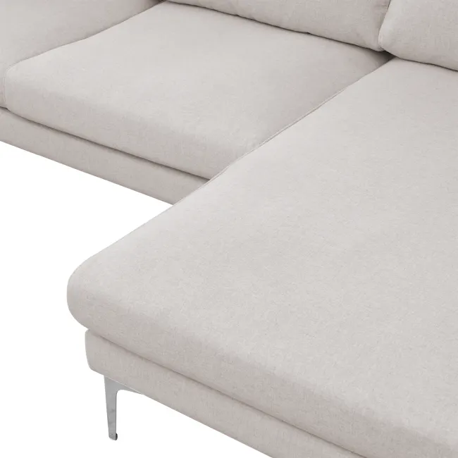 Declan L-Shaped Sofa - Oak, Ivory - 40 - Light beige upholstered sofa, minimalist design, soft fabric texture, clean lines