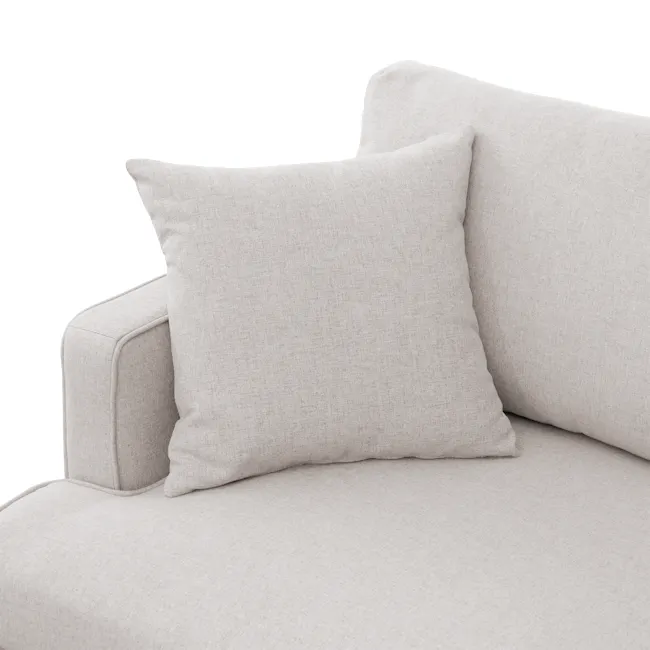 Declan L-Shaped Sofa - Oak, Ivory - 22 - Light gray fabric sofa, modern design, textured upholstery, minimalist decor, cozy