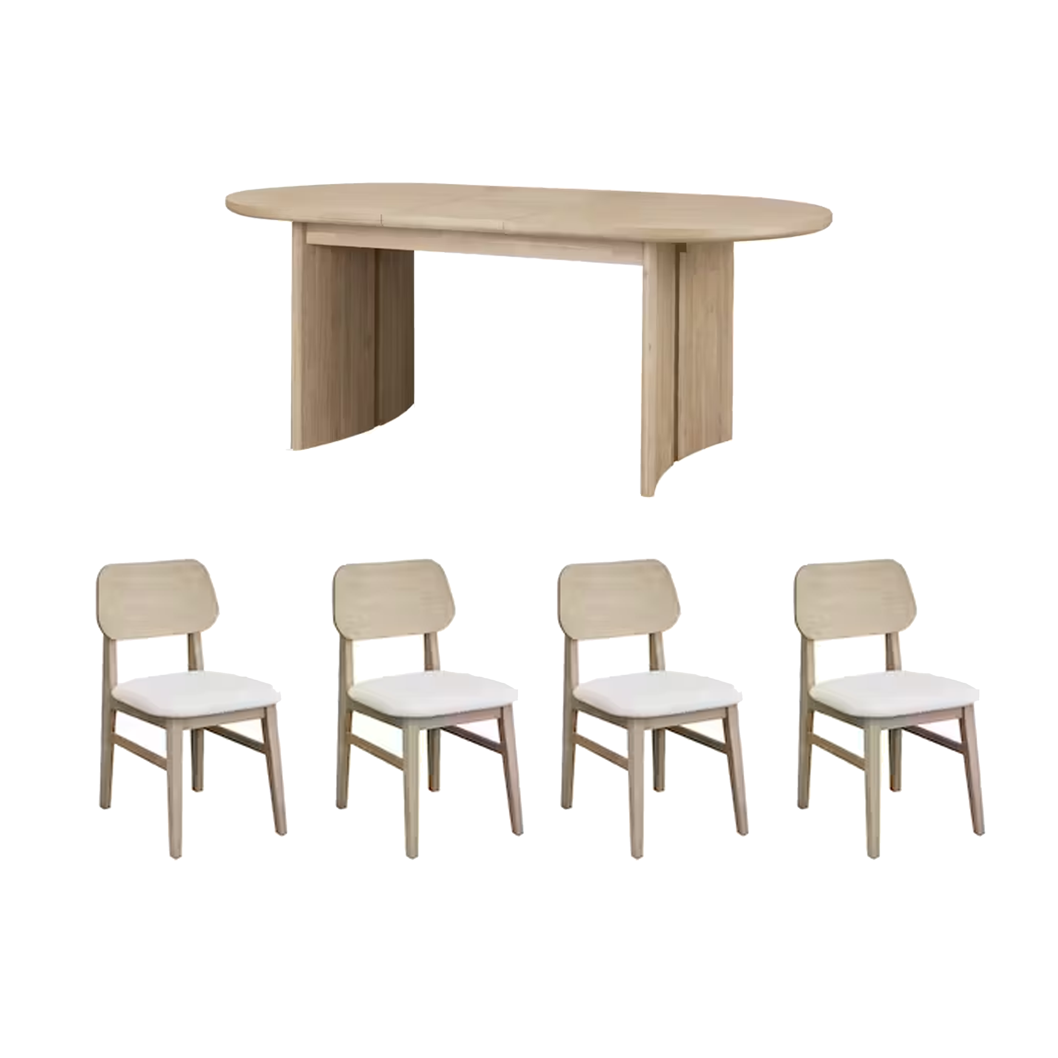Catania Extendable Dining Table 1.6m-2m with 4 Catania Dining Chairs