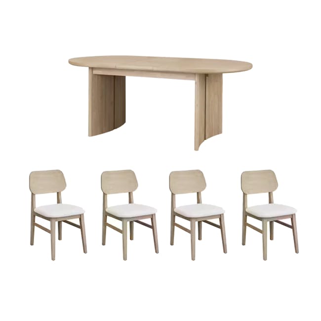 Catania Extendable Dining Table 1.6m-2m with 4 Catania Dining Chairs - 1 - Modern dining table and chairs, minimalist