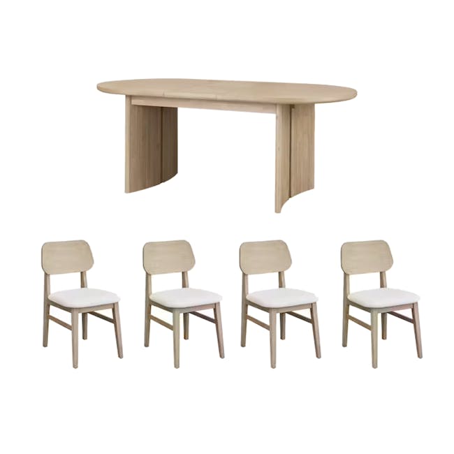 Catania Extendable Dining Table 1.6m-2m with 4 Catania Dining Chairs - 0