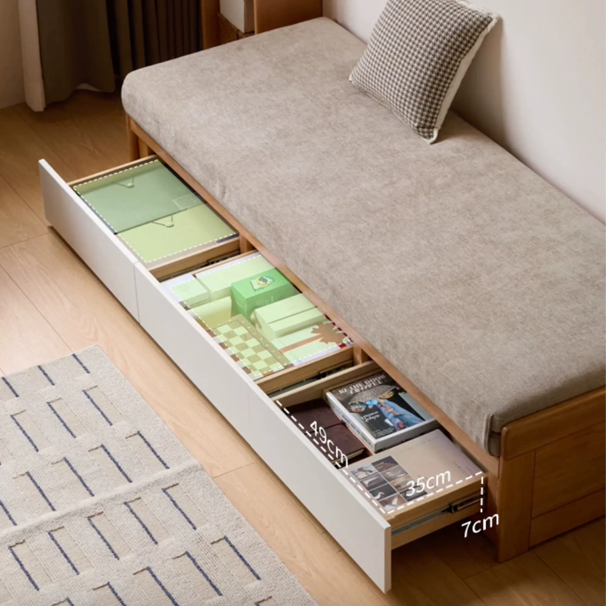Dayton Storage Sofa Bed - Oak, Wheat - 7