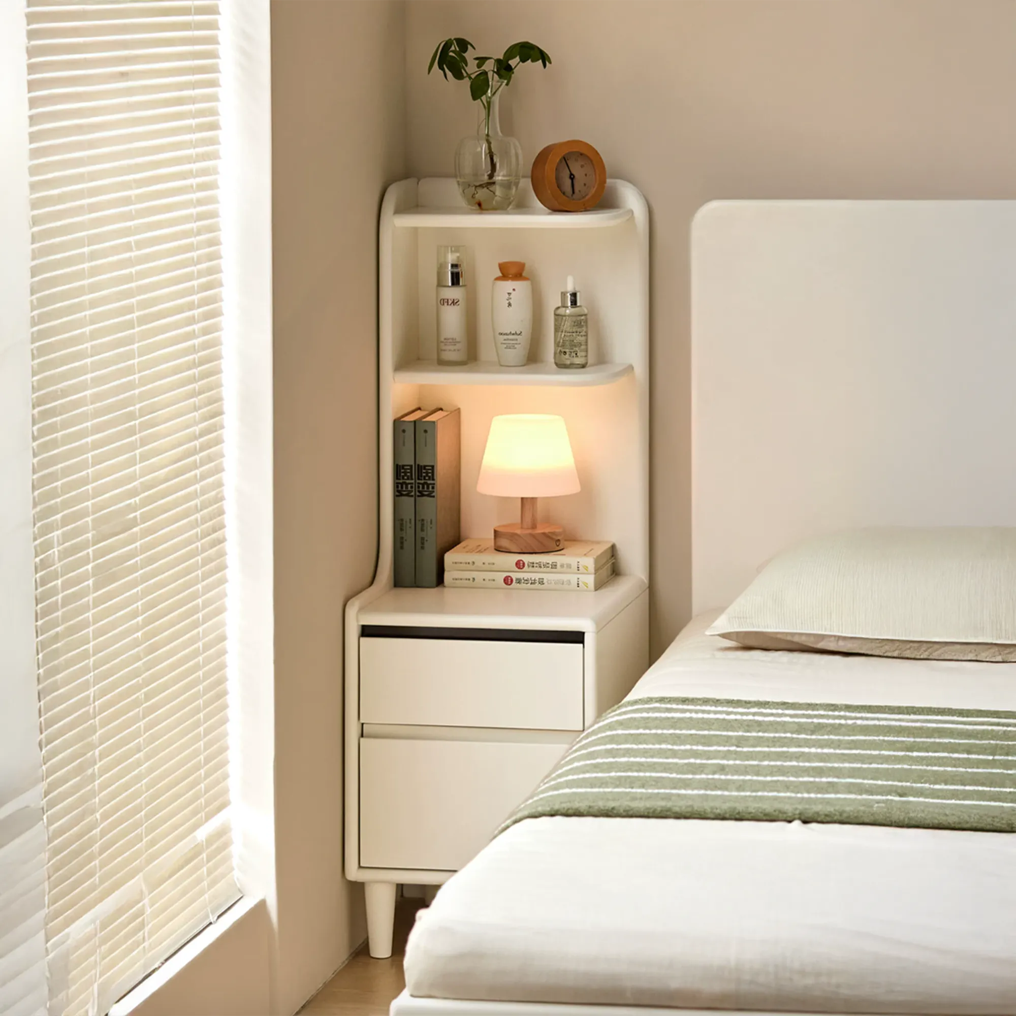 Karris Bedside Shelf Storage Table - White - 10