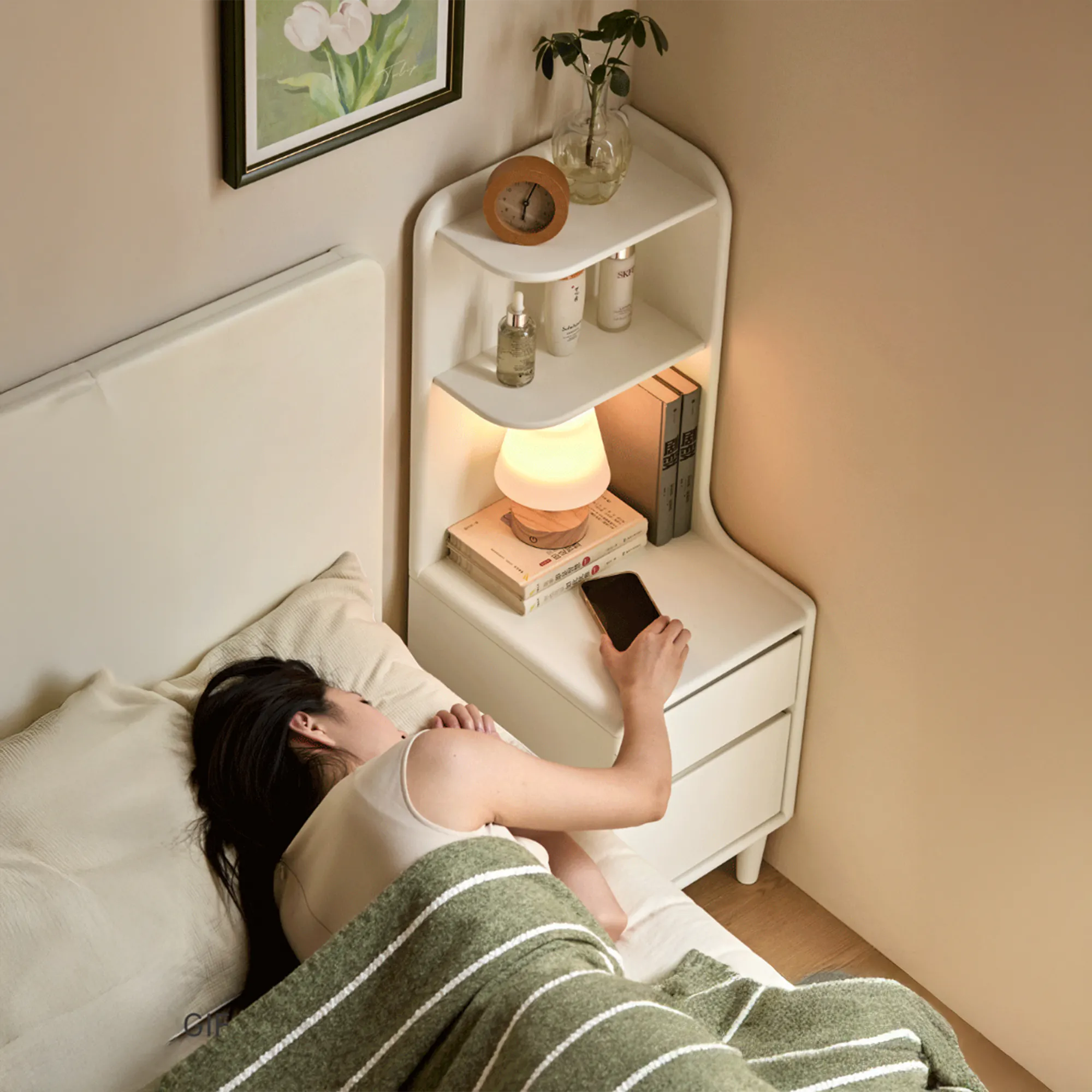 Karris Bedside Shelf Storage Table - White - 9
