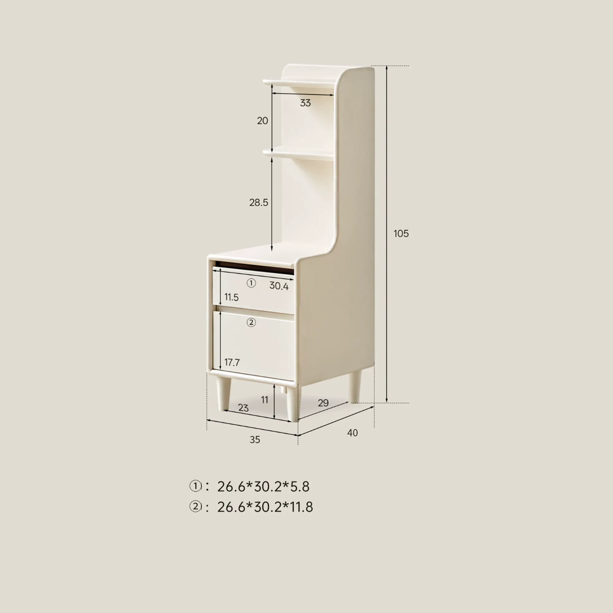 Karris Bedside Shelf Storage Table - White - 13
