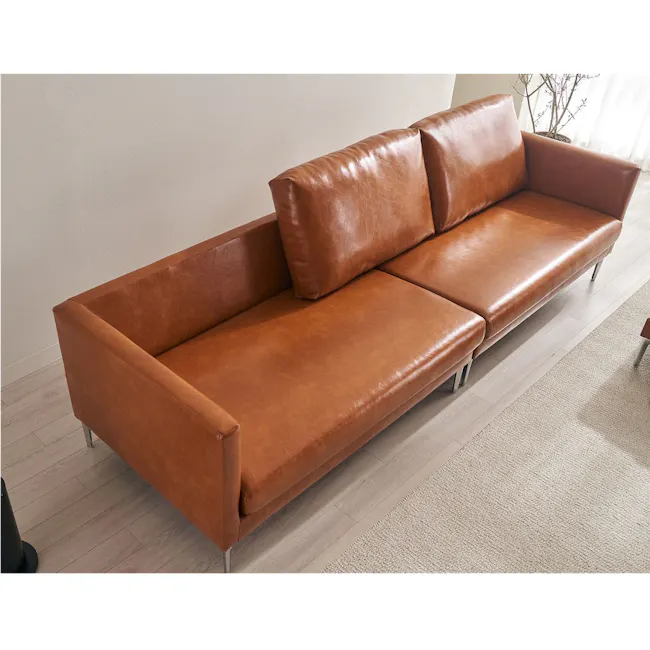 Leca Ottoman - Camel (Faux Leather) - 10