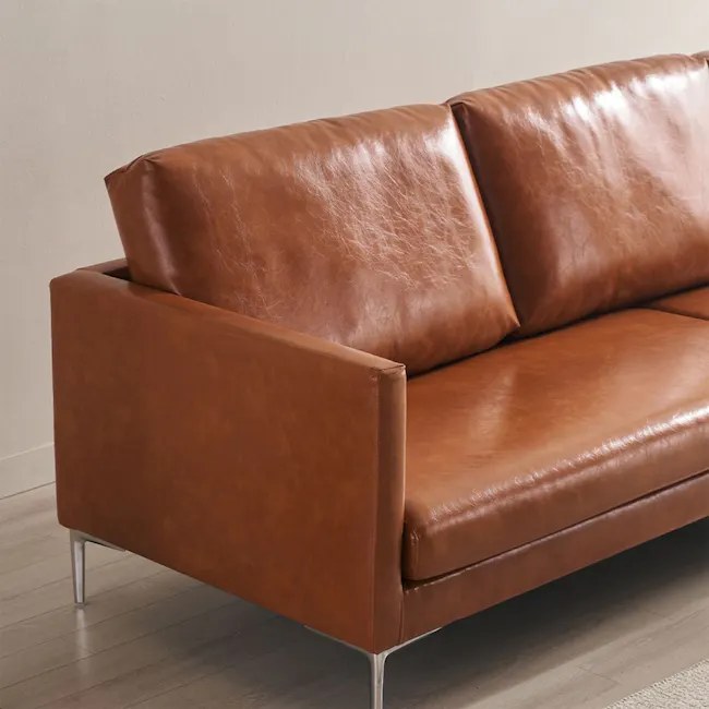 Leca Ottoman - Camel (Faux Leather) - 3