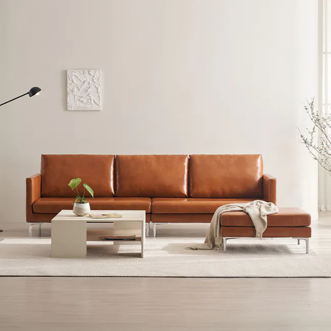 Leca Ottoman - Camel (Faux Leather) - 2