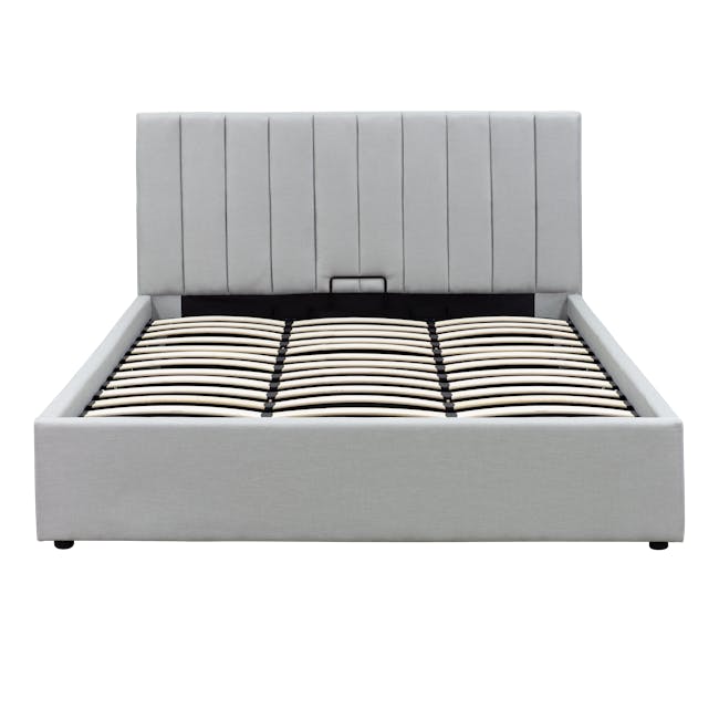 Audrey King Storage Bed in Silver Fox (Fabric) with 2 Leland Twin Drawer Bedside Tables - 3