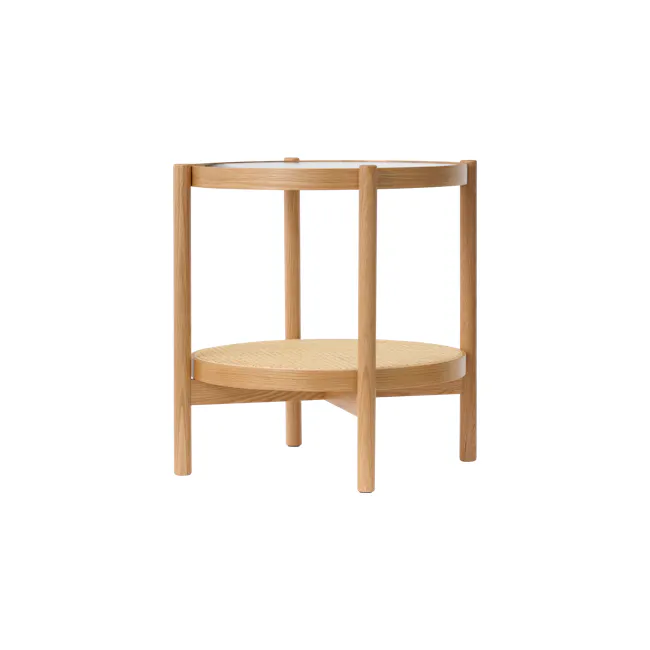 Lilian Rattan Side Table - Natural (Glass Tabletop) - 21