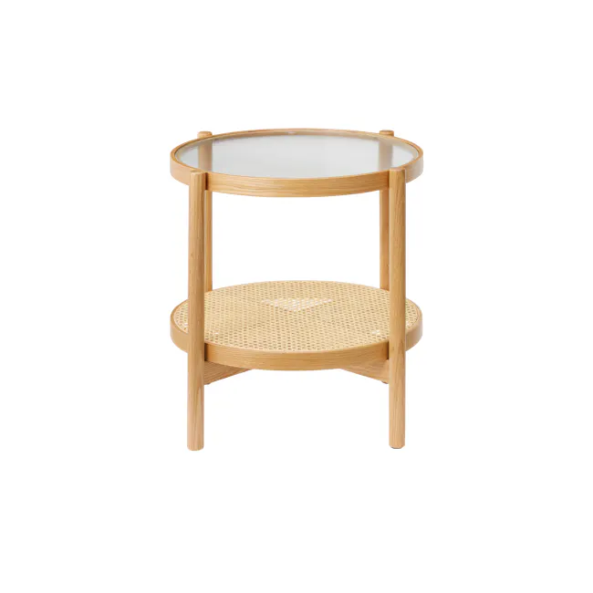 Lilian Rattan Side Table - Natural (Glass Tabletop) - 18