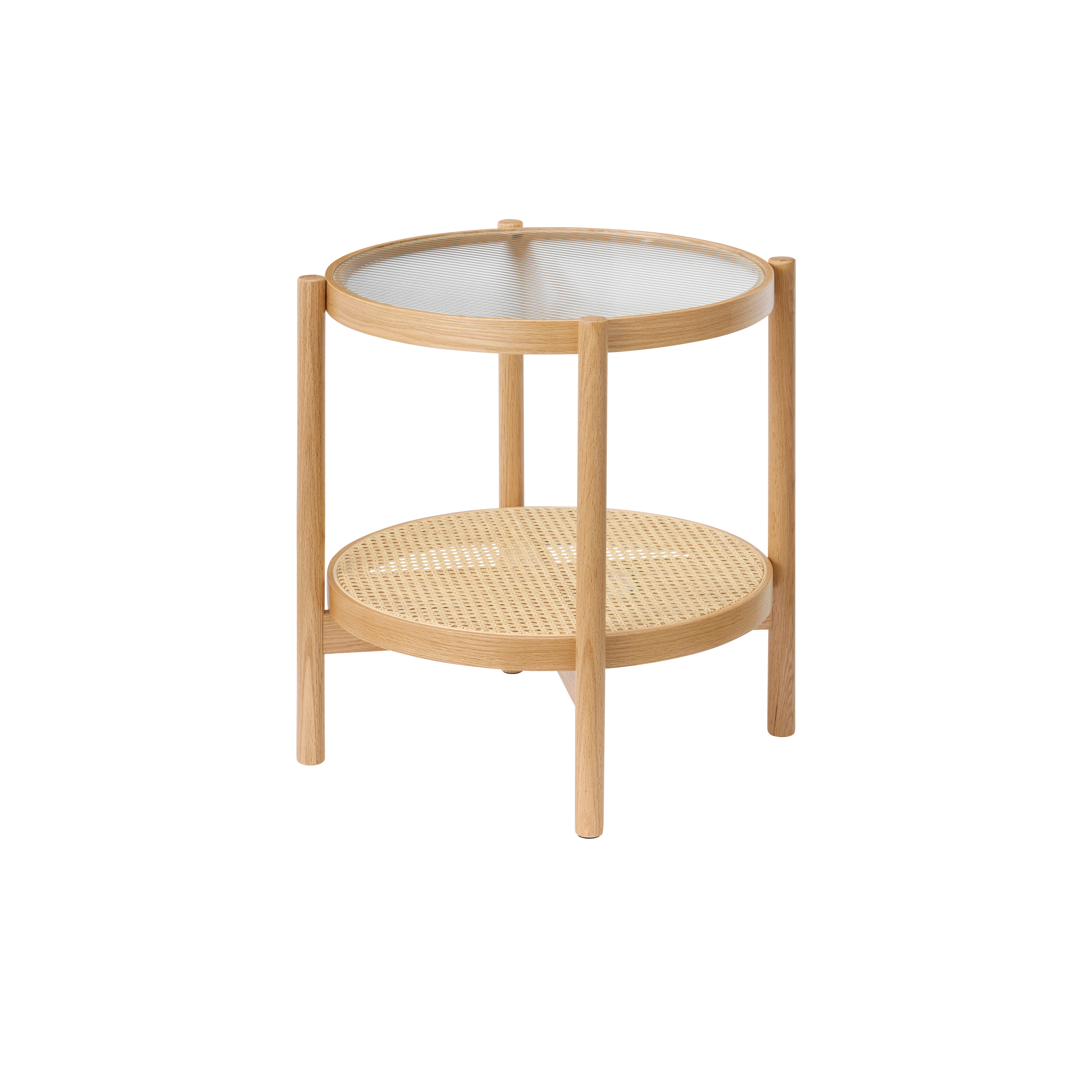 Lilian Rattan Side Table - Natural (Glass Tabletop)