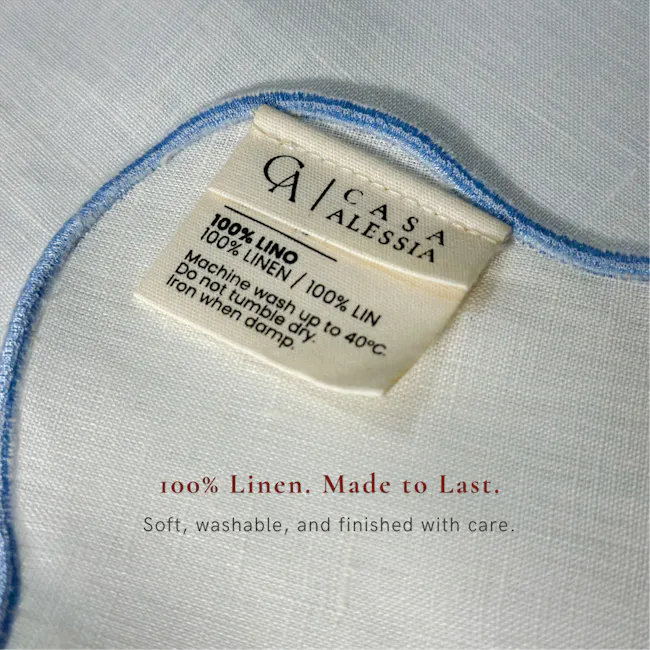 Riva Scallop Linen Round Placemat (1 Pc) - Azure - 5