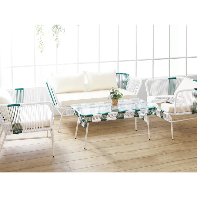 Beckett 2 Seater Outdoor Sofa - White, Green - 1