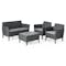 Salemo 4-Seater Lounge Sofa Set with Square Table - Graphite