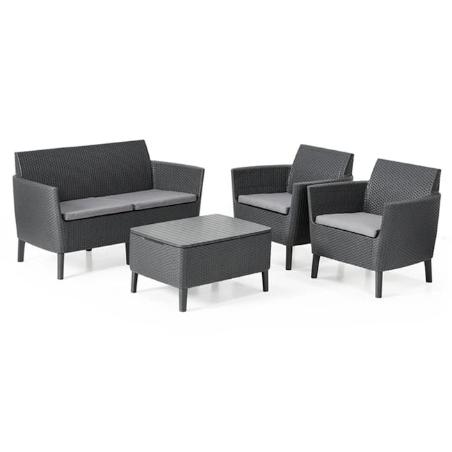 Salemo 4-Seater Lounge Sofa Set with Square Table - Graphite - 0
