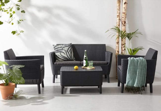 Salemo 4-Seater Lounge Sofa Set with Square Table - Graphite - 1