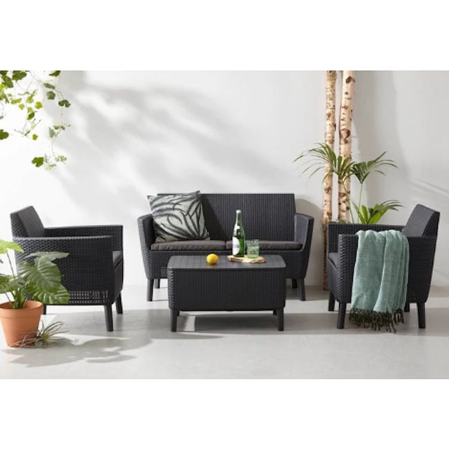 Salemo 2-Seater Lounge Sofa Set - Graphite - 1