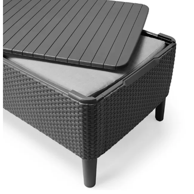 Salemo 4-Seater Lounge Sofa Set with Square Table - Graphite - 8 - Sleek, modern outdoor furniture with a dark gray finish